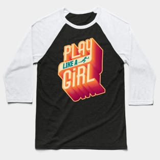 Play Like a Girl | 3D Text Volleyball Design Baseball T-Shirt